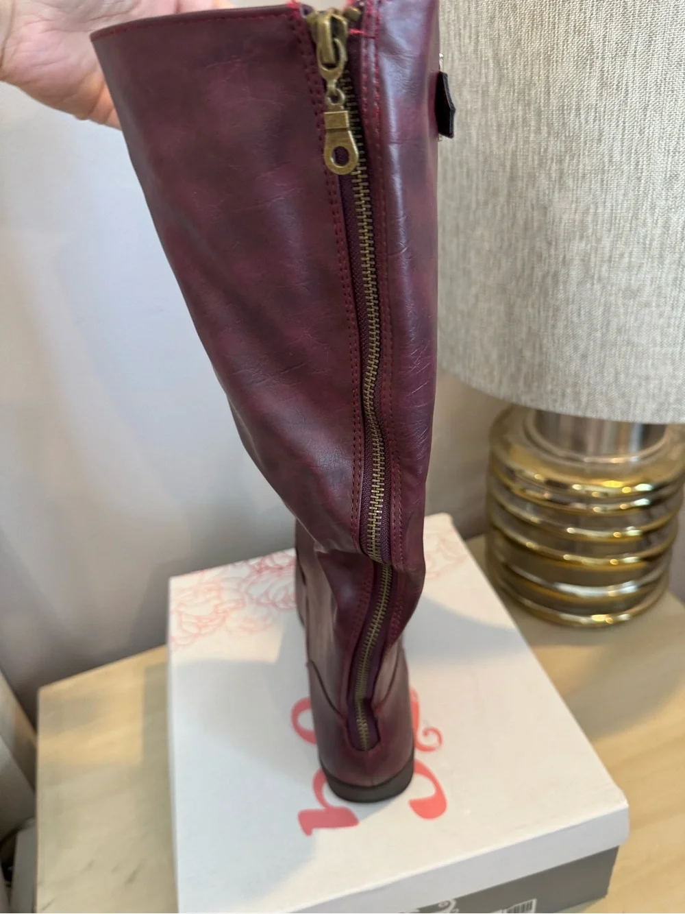 Juicy Couture Burgundy Over-the-Knee Buckle Riding Boots